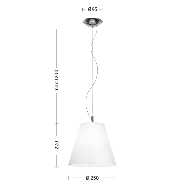 SOSPENSIONE CROMO/VETRO BIANCO SATINATO E27