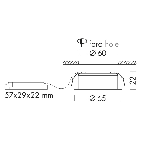 DOWNLIGHT BIANCO LED 3W 100  IP20 3000K CRI