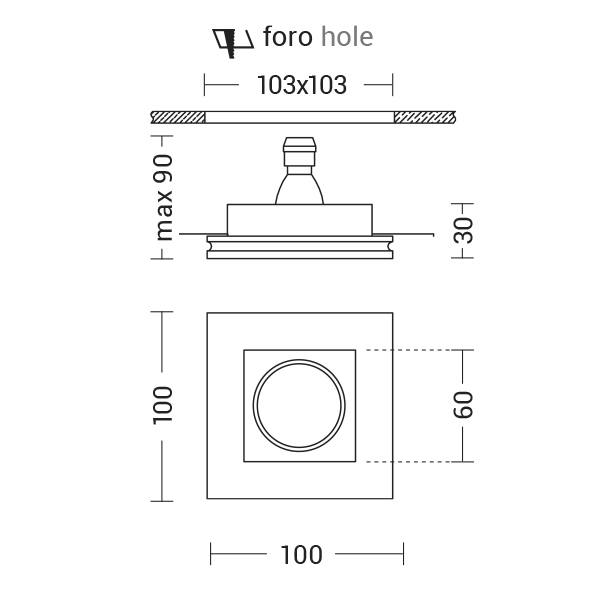 DOWNLIGHT QUADRATO IN GESSO RASATO BIANCO G