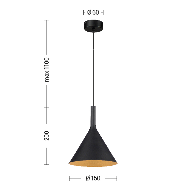 SOSPENSIONE NERO/BIANCO E14 IP20