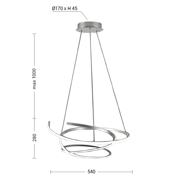 SOSPENSIONE ARGENTO SATINATO LED 45W IP20 4
