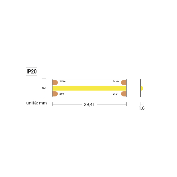 STRIP LED COB 11,2W/MT 24V IP20 3000K CRI90