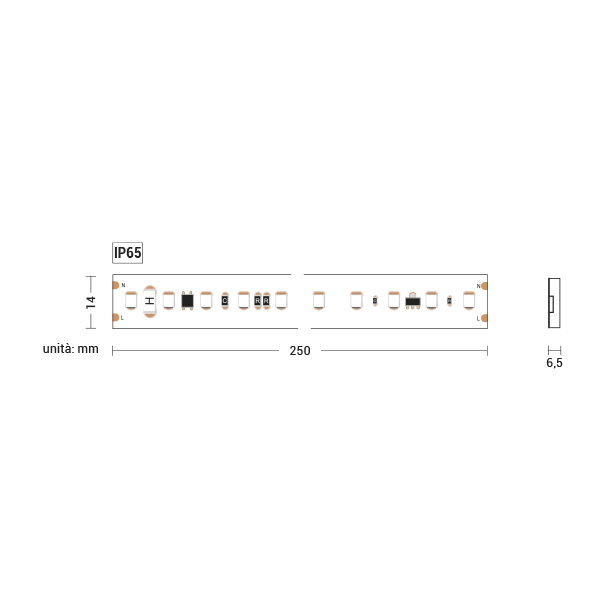 STRIP LED 12W/MT 230VAC IP20 4000K CRI80 5M