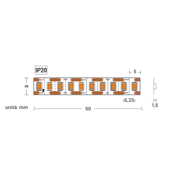 STRIP LED 16,8W/MT 24V IP20 2700K CRI90 25M