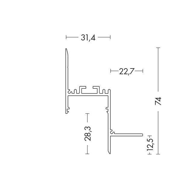 Rossini Ebi EBI031B profilo a parete a biemissione per alloggio strip led