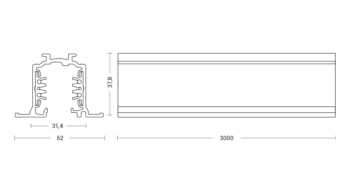 BINARIO ELETTRIFICATO TRIFASE INCASSO ON-OF