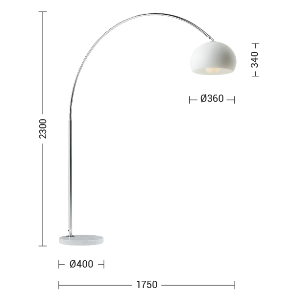 PIANTANA BIANCA/PARALUME BIANCO E27 IP20