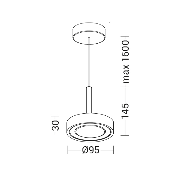 SOSPENSIONE BIANCO/NERO LED 13W 38 IP20 30