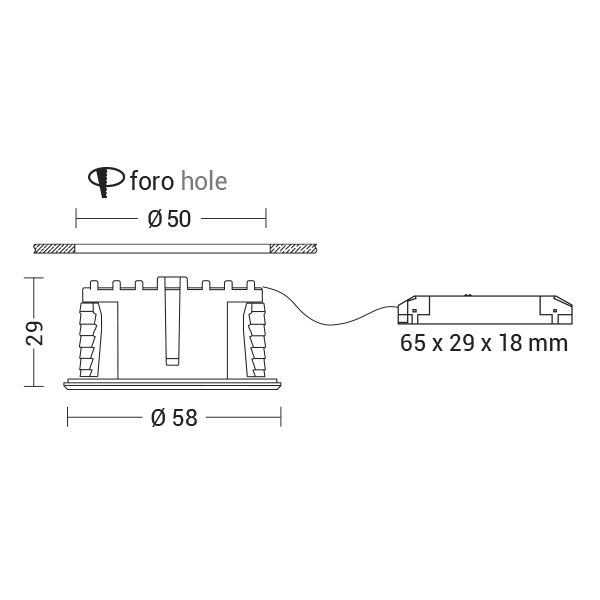 DOWNLIGHT BIANCO LED 8W 36 IP65/20 4000K C