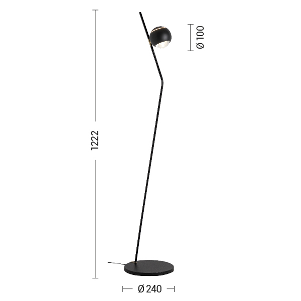 PIANTANA NERA/ORO LUCIDO LED 7W IP20 2700K