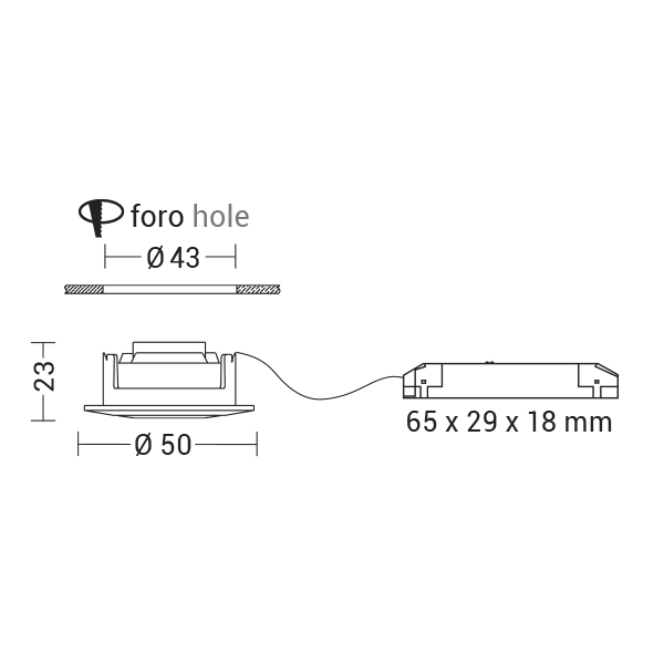 DOWNLIGHT BIANCO LED 3W 30  IP20 3000K CRI9