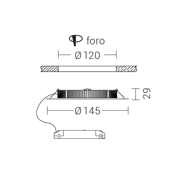 DOWNLIGHT BIANCO LED 8W 110 IP40 3000-3500