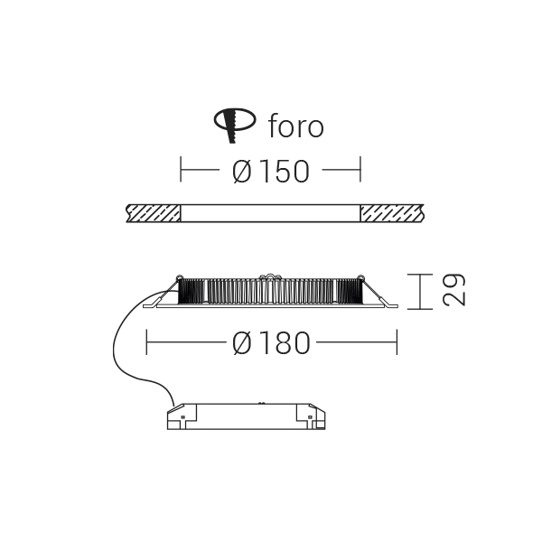 DOWNLIGHT BIANCO LED 12W 110 IP40 3000-350