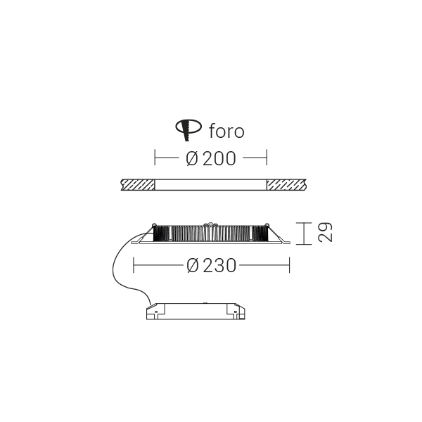 DOWNLIGHT BIANCO LED 20W 110 IP40 3000-350