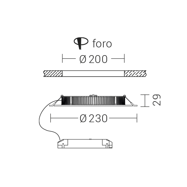 DOWNLIGHT BIANCO LED 20W 110 IP40 3000-350