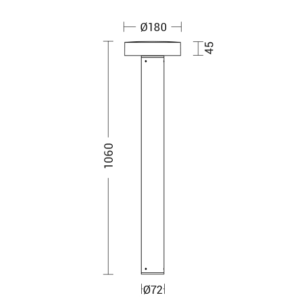 BOLLARD GRIGIO LED 25W 60 IP65 4000K CRI80