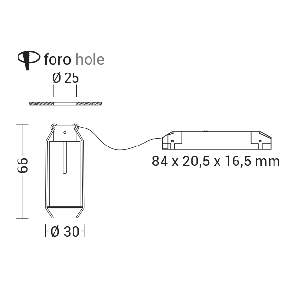 DOWNLIGHT BIANCO LED 3W 36 IP20 3000K CRI9