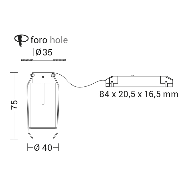 DOWNLIGHT BIANCO LED 5W 36 IP20 3000K CRI9