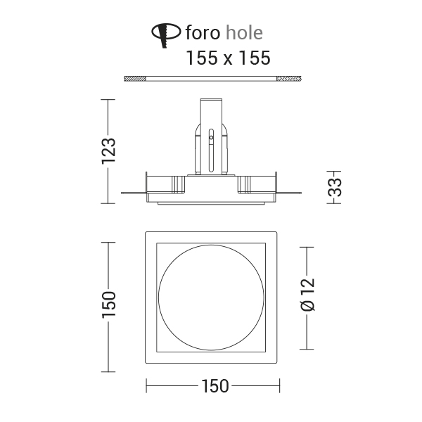 DOWNLIGHT QUADRATO IN GESSO RASATO BIANCO E