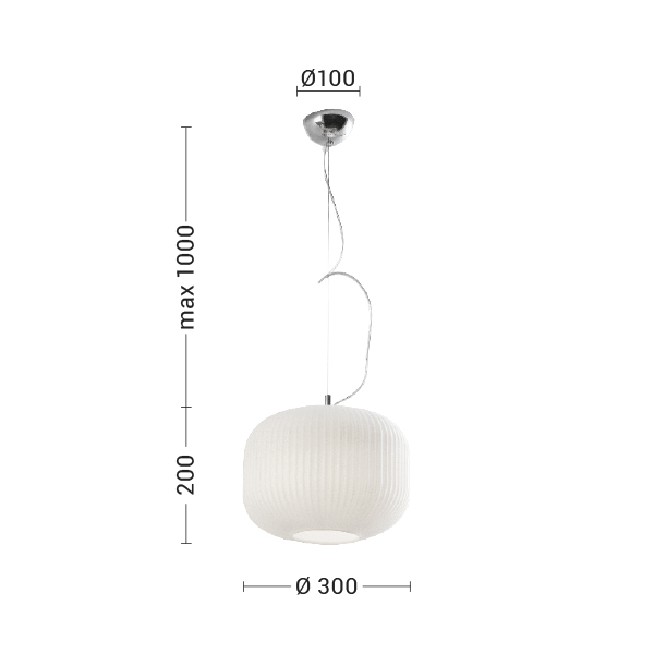 SOSPENSIONE CROMO/VETRO BIANCO SATINATO E27