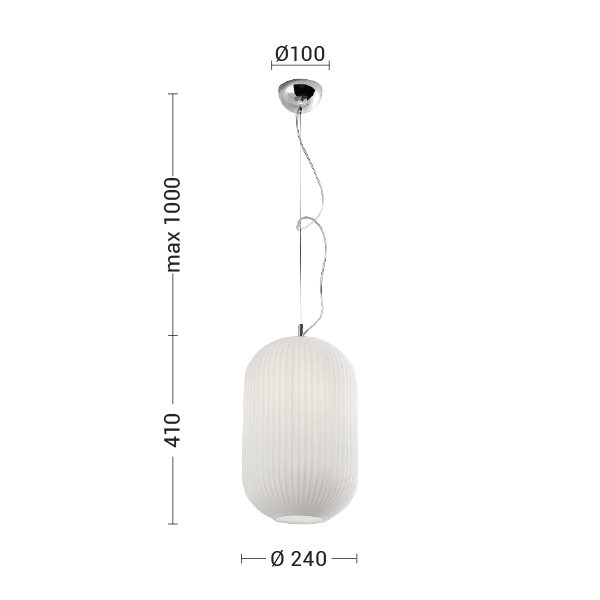 SOSPENSIONE CROMO/VETRO BIANCO SATINATO E27