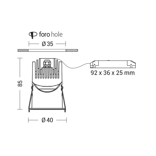 DOWNLIGHT BIANCO LED 4W 36  IP65/20 3000K C