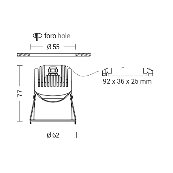 DOWNLIGHT BIANCO LED 8W 36 IP65/20 3000K C