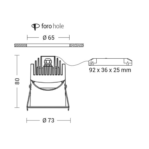 DOWNLIGHT BIANCO LED 10W 36  IP65/20 3000K