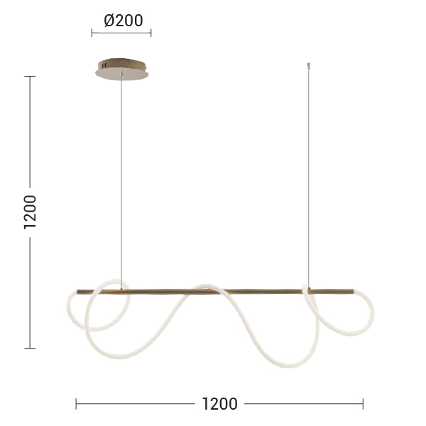 SOSPENSIONE ORIZZONTALE ORO SATINATO LED 50