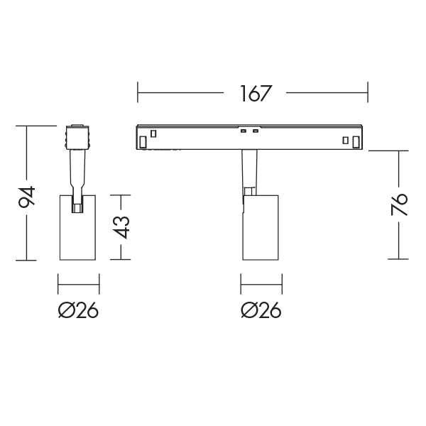 PROIETTORE BINARIO 48V NERO LED 2W LED IP20