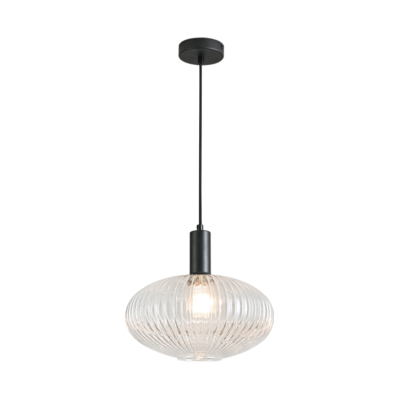 ANTIGONE – SOSPENSIONE NERA/VETRO CRISTALLO E27 IP20 30CM