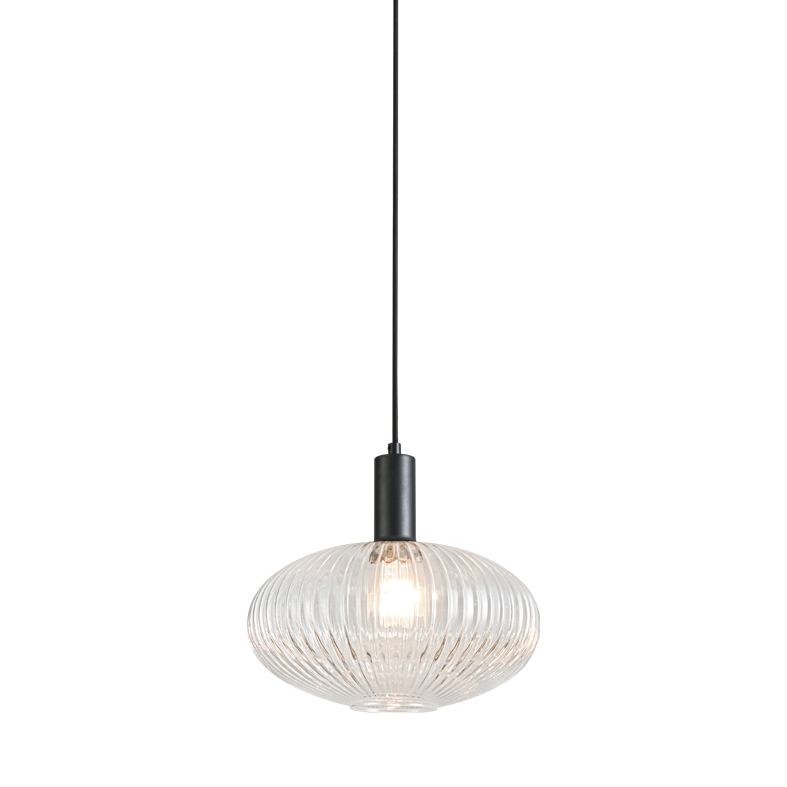 ANTIGONE – SOSPENSIONE NERA/VETRO CRISTALLO E27 IP20 30CM