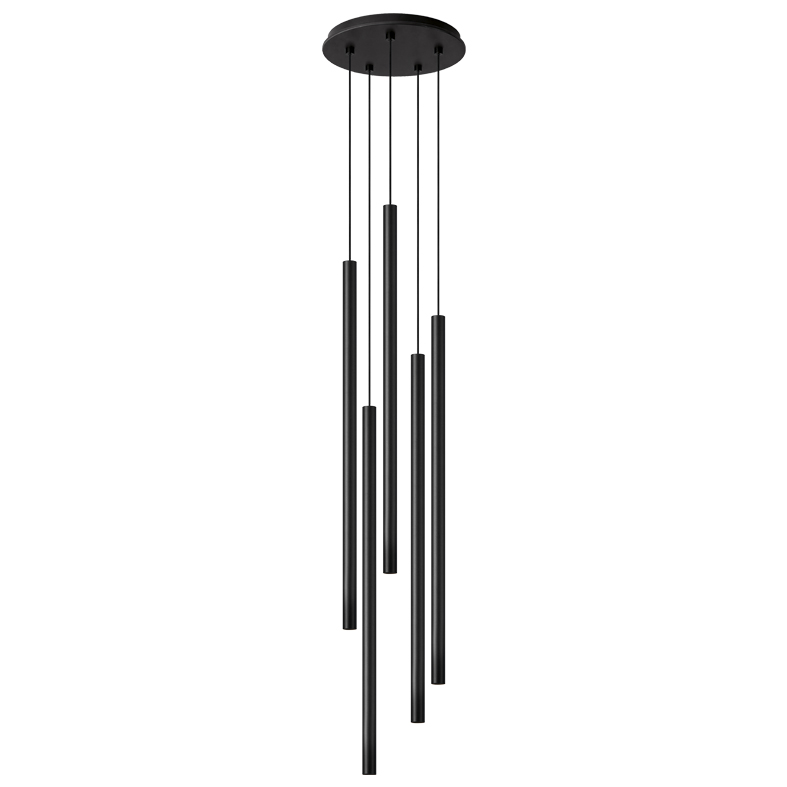 AXIOM EVO – SOSPENSIONE 5 ELEMENTI TONDA NERA/NERA LED 5X9W 3000K CRI90