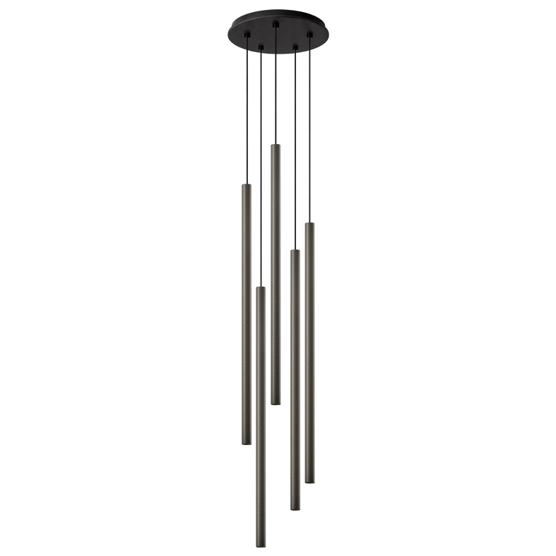 AXIOM EVO – SOSPENSIONE 5 ELEMENTI TONDA NERA/TITANIO LED 5X9W 3000K CRI90